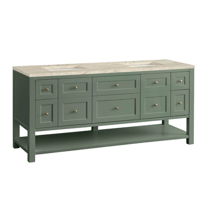Breckenridge 72" Double Vanity, Smokey Celadon, w/ 3 CM Tajnar Eclos Top, view 10