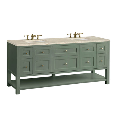 Breckenridge 72" Double Vanity, Smokey Celadon, w/ 3 CM Tajnar Eclos Top, view 11