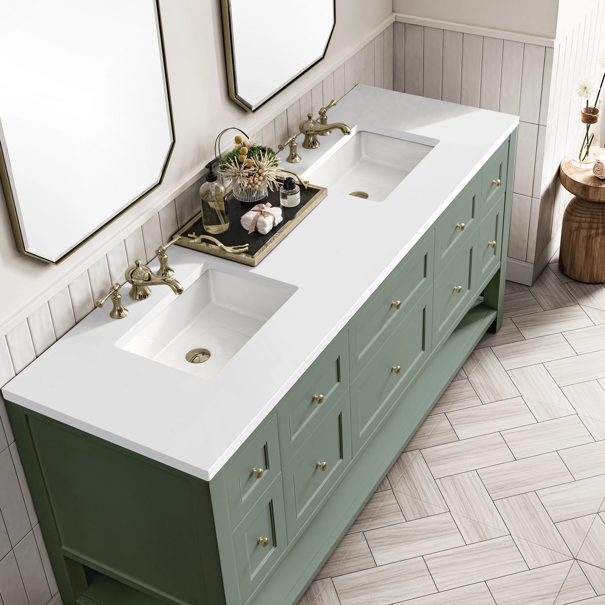 Breckenridge 72" Double Vanity, Smokey Celadon w/ 3 CM White Zeus Top, view 11