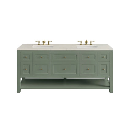 Breckenridge 72" Double Vanity, Smokey Celadon, w/ 3 CM Siberian Silestone Top w/FreePower Wireless Charger
