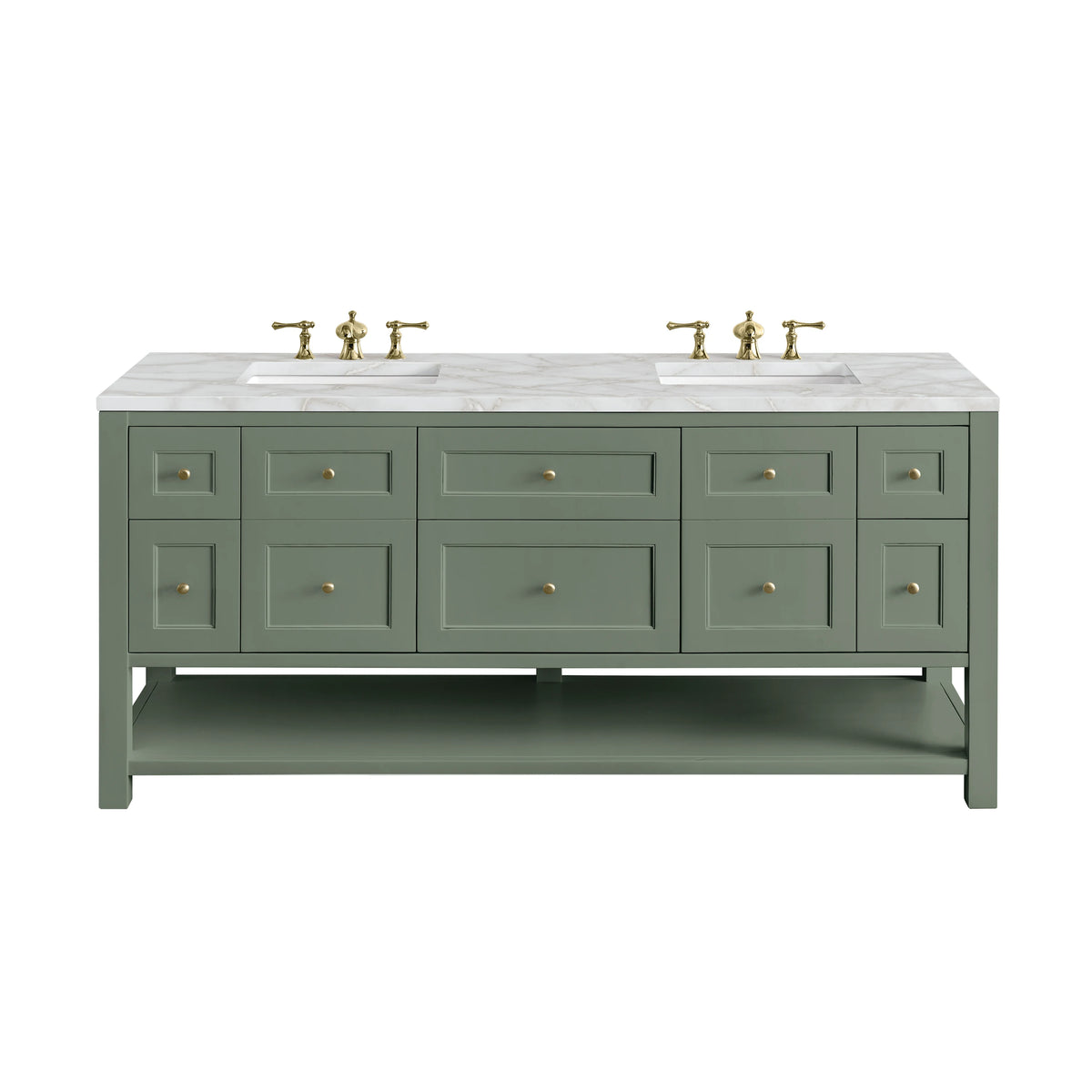 Breckenridge 72" Double Vanity, Smokey Celadon w/ 3 CM Victorian Silver Top w/FreePower Wireless Charger