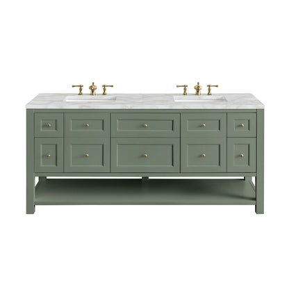 Breckenridge 72" Double Vanity, Smokey Celadon w/ 3 CM Victorian Silver Top w/FreePower Wireless Charger