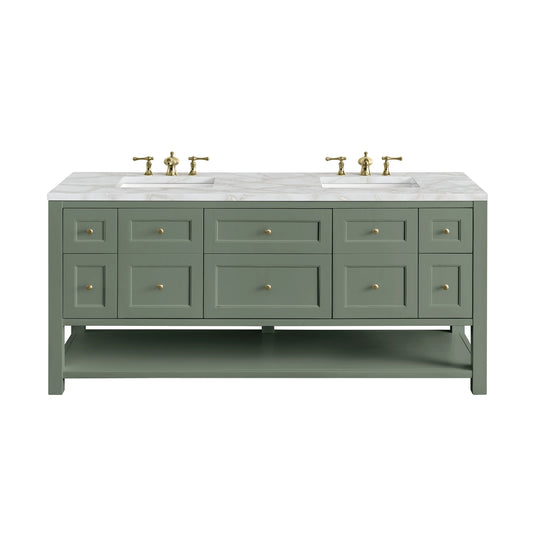 Breckenridge 72" Double Vanity, Smokey Celadon w/ 3 CM Victorian Silver Top w/FreePower Wireless Charger