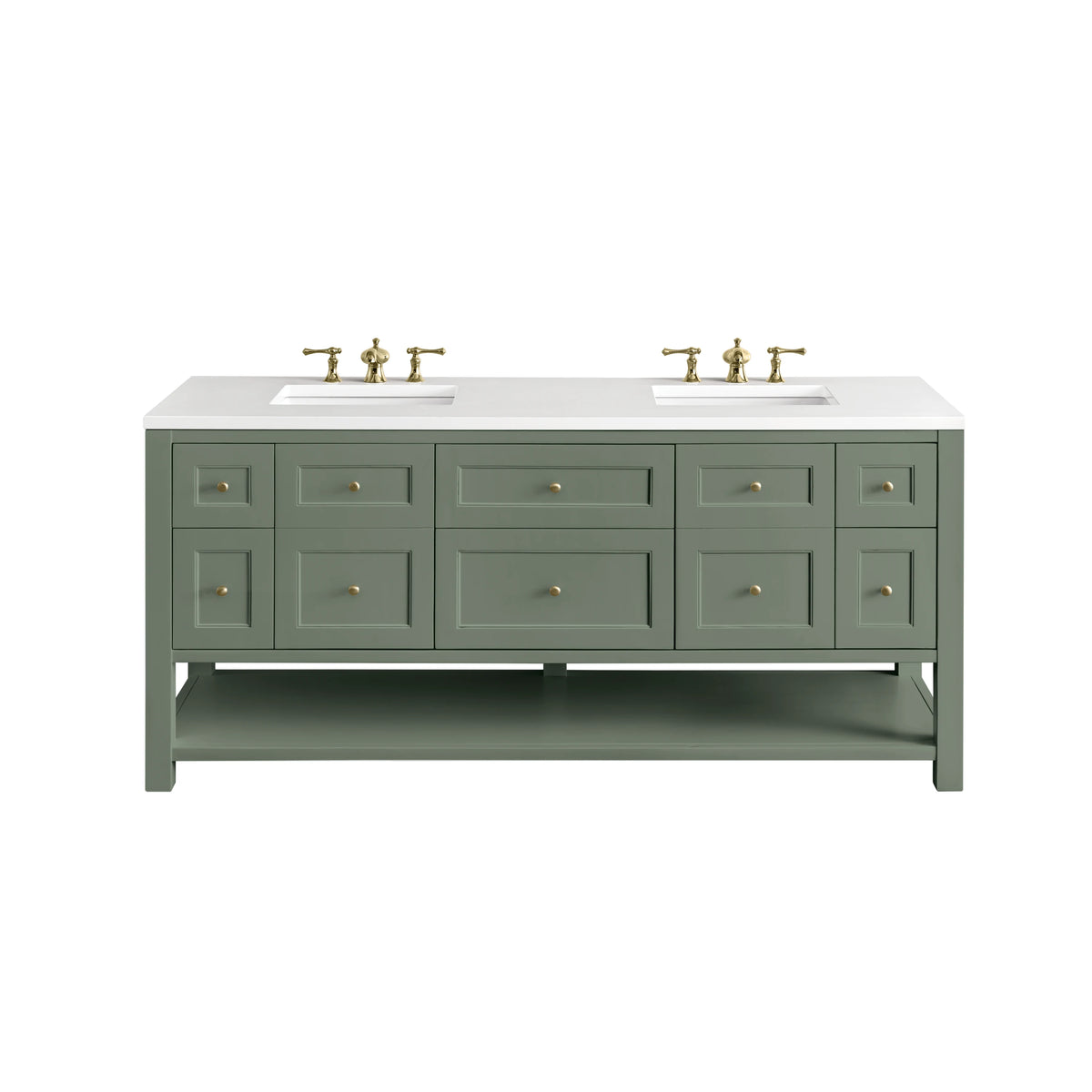 Breckenridge 72" Double Vanity, Smokey Celadon w/ 3 CM White Zeus Top