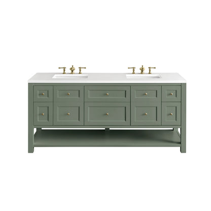 Breckenridge 72" Double Vanity, Smokey Celadon w/ 3 CM White Zeus Top