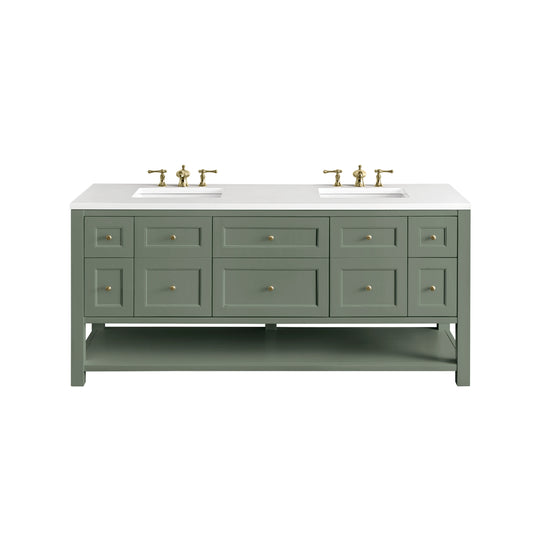 Breckenridge 72" Double Vanity, Smokey Celadon w/ 3 CM White Zeus Top