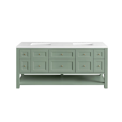 Breckenridge 72" Double Vanity, Smokey Celadon w/ 3 CM White Zeus Top, view 2