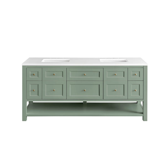 Breckenridge 72" Double Vanity, Smokey Celadon w/ 3 CM White Zeus Top, view 2