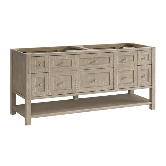 Breckenridge 72" Double Vanity, Whitewashed Oak w/ 3 CM Carrara White Marble Top, view 2