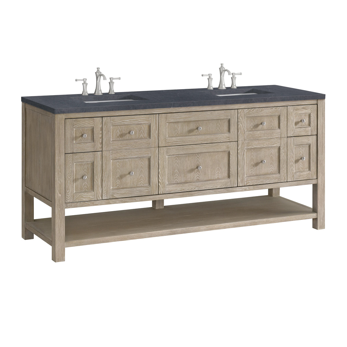 Breckenridge 72" Double Vanity, Whitewashed Oak w/ 3 CM Charcoal Soapstone Silestone Top, view 10