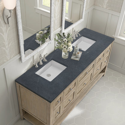 Breckenridge 72" Double Vanity, Whitewashed Oak w/ 3 CM Charcoal Soapstone Silestone Top, view 7
