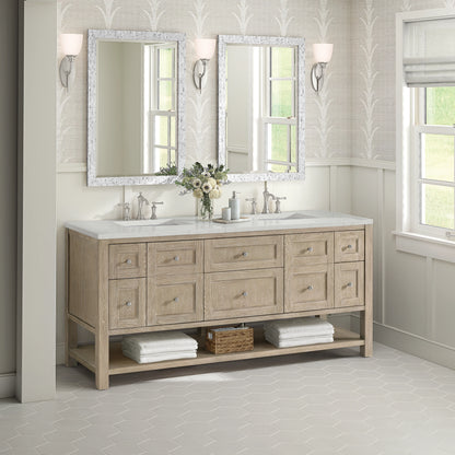 Breckenridge 72" Double Vanity, Whitewashed Oak w/ 3 CM Lime Delight Silestone Top, view 4