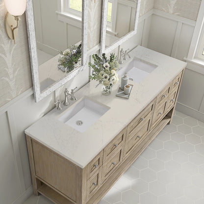 Breckenridge 72" Double Vanity, Whitewashed Oak, w/ 3 CM Siberian Silestone Top, view 7