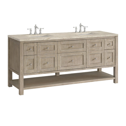 Breckenridge 72" Double Vanity, Whitewashed Oak, w/ 3 CM Tajnar Eclos Top, view 10