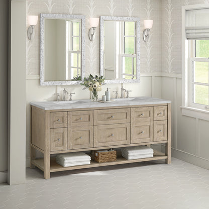Breckenridge 72" Double Vanity, Whitewashed Oak w/ 3 CM Victorian Silver Silestone Top, view 4