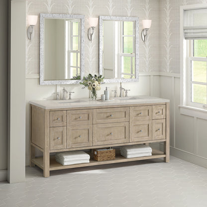 Breckenridge 72" Double Vanity, Whitewashed Oak, w/ 3 CM Siberian Silestone Top w/FreePower Wireless Charger, view 6