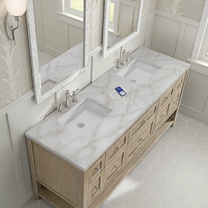 Breckenridge 72" Double Vanity, Whitewashed Oak w/ 3 CM Victorian Silver Silestone Top w/FreePower Wireless Ch, view 10