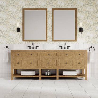 Breckenridge 84" Double Vanity, Light Natural Oak w/ 3 CM Eternal Jasmine Pearl Top, view 3