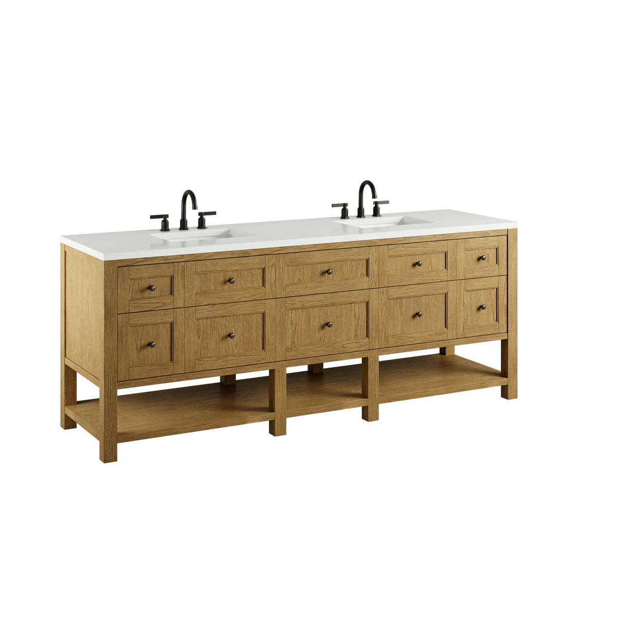 Breckenridge 84" Double Vanity, Light Natural Oak w/ 3 CM White Zeus Top, view 13