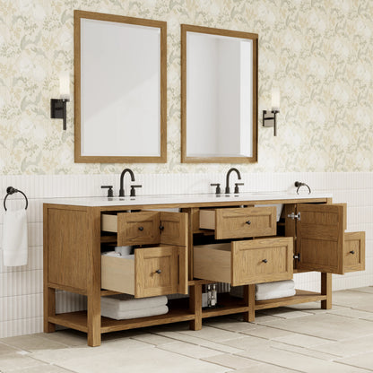 Breckenridge 84" Double Vanity, Light Natural Oak w/ 3 CM White Zeus Top, view 6