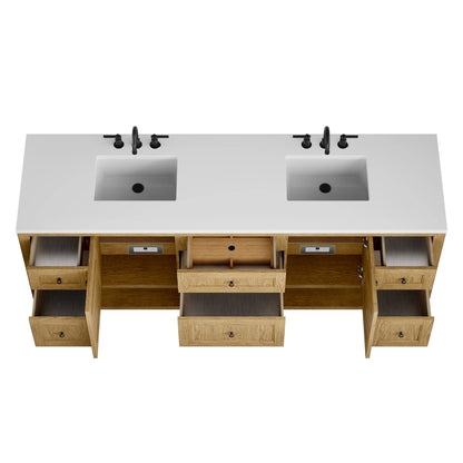 Breckenridge 84" Double Vanity, Light Natural Oak w/ 3 CM White Zeus Top, view 7
