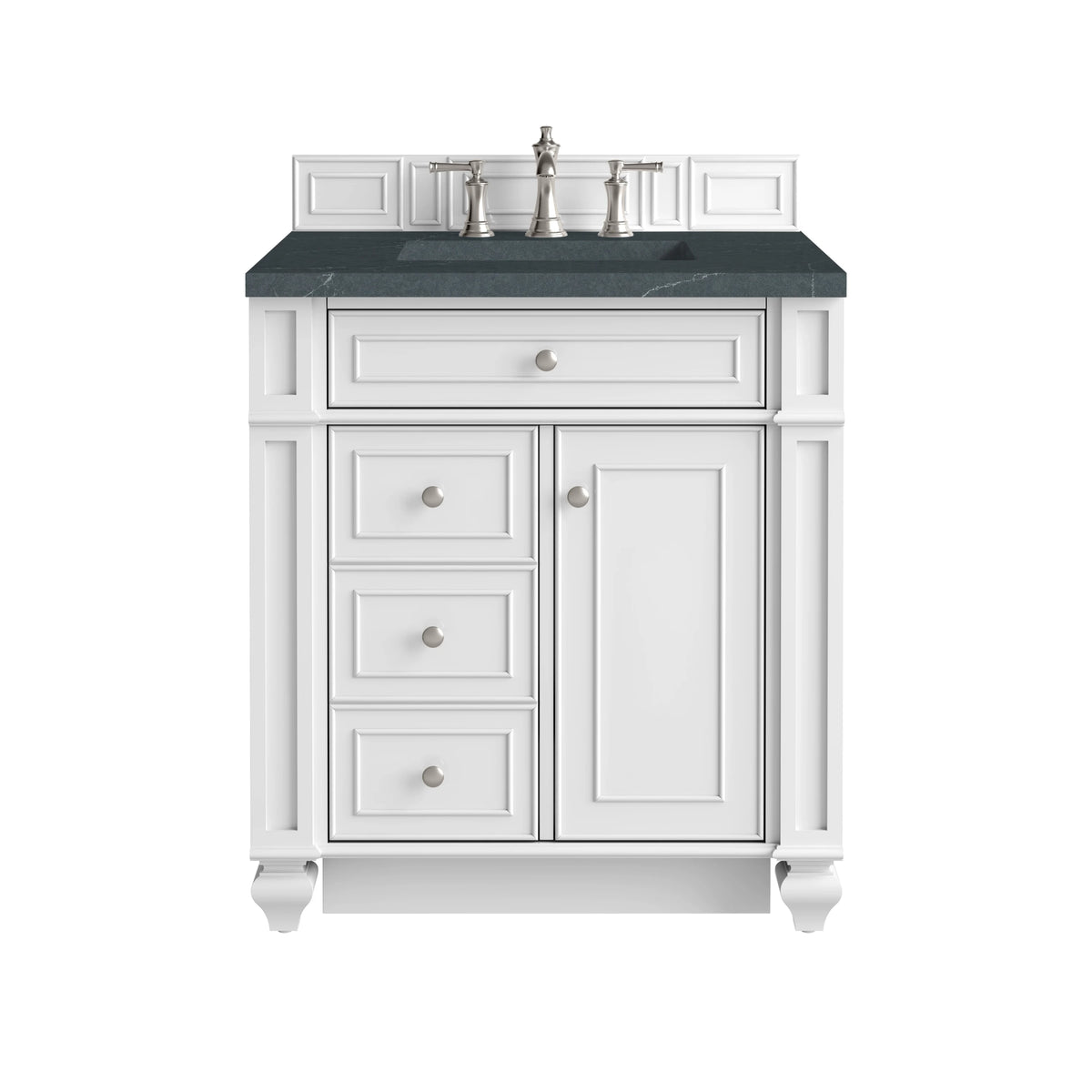 Bristol 30" Single Vanity, Bright White w/ 3 CM Charcoal Soapstone Silestone Top