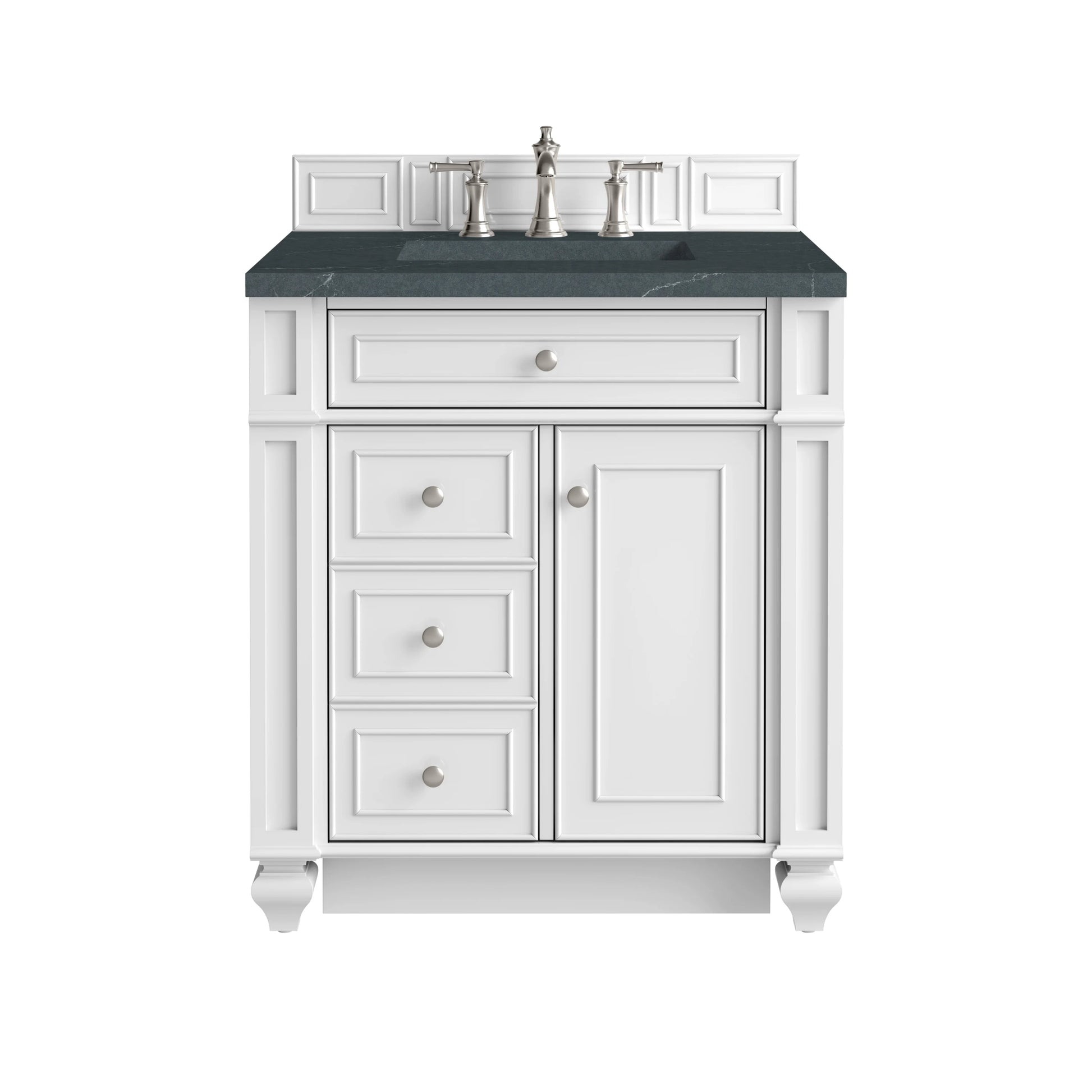 Bristol 30" Single Vanity, Bright White w/ 3 CM Charcoal Soapstone Silestone Top