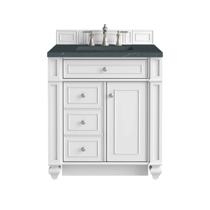 Bristol 30" Single Vanity, Bright White w/ 3 CM Charcoal Soapstone Silestone Top