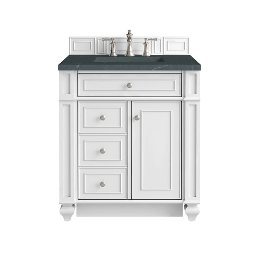 Bristol 30" Single Vanity, Bright White w/ 3 CM Charcoal Soapstone Silestone Top