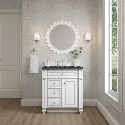 Bristol 30" Single Vanity, Bright White w/ 3 CM Charcoal Soapstone Silestone Top, view 2