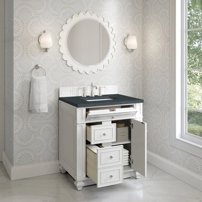Bristol 30" Single Vanity, Bright White w/ 3 CM Charcoal Soapstone Silestone Top, view 4