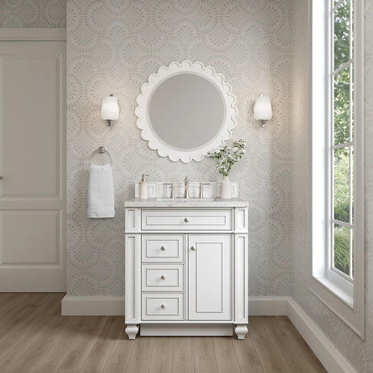 Bristol 30" Single Vanity, Bright White w/ 3 CM Eternal Jasmine Pearl Silestone Top, view 2
