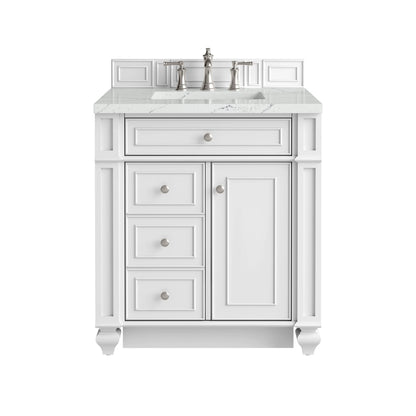Bristol 30" Single Vanity, Bright White w/ 3 CM Ethereal Noctis Silestone Top