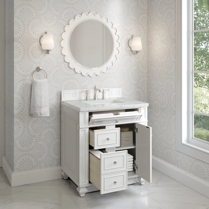 Bristol 30" Single Vanity, Bright White w/ 3 CM Ethereal Noctis Silestone Top, view 4