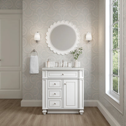 Bristol 30" Single Vanity, Bright White w/ 3 CM Lime Delight Silestone Top, view 2