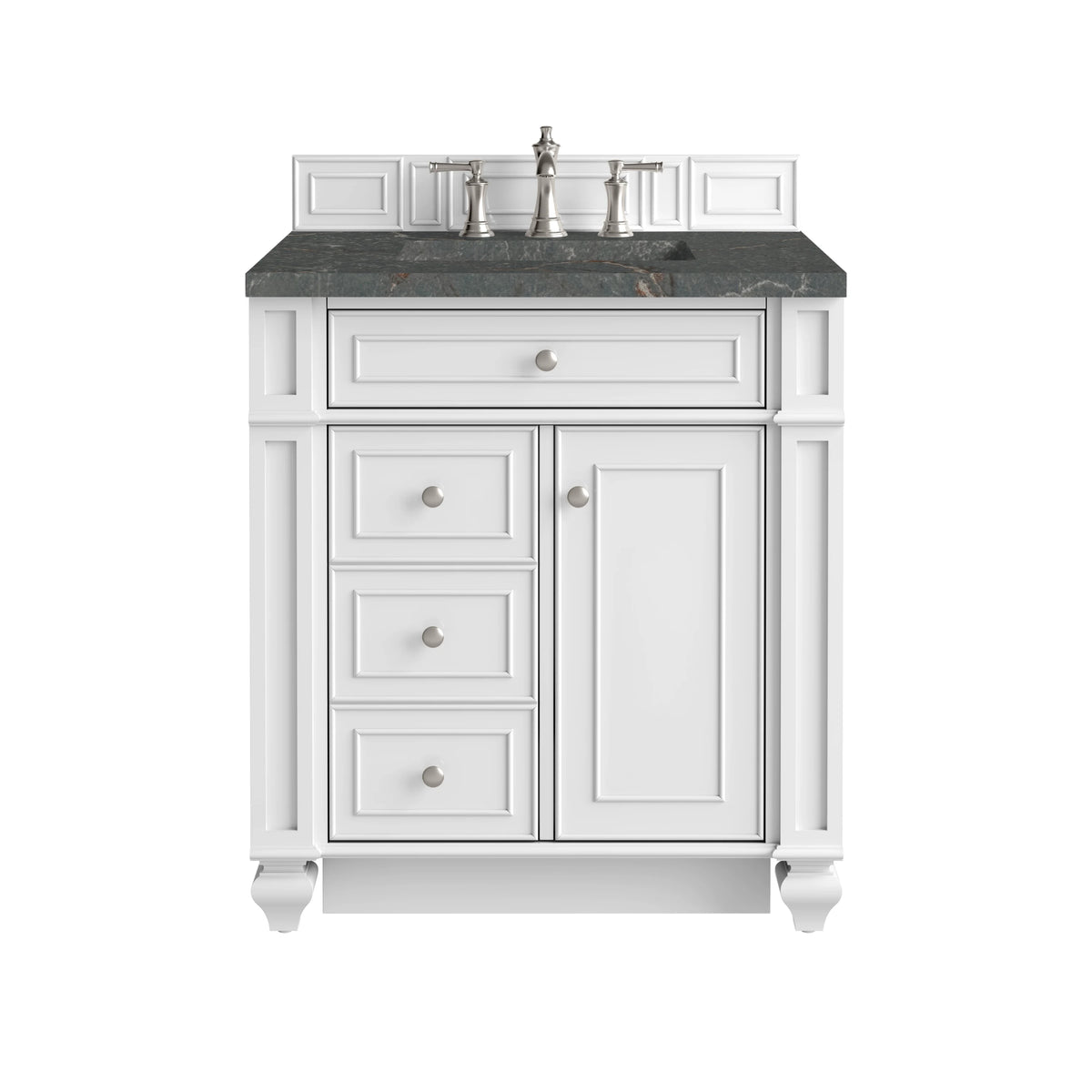 Bristol 30" Single Vanity, Bright White w/ 3 CM Parisien Bleu Silestone Top