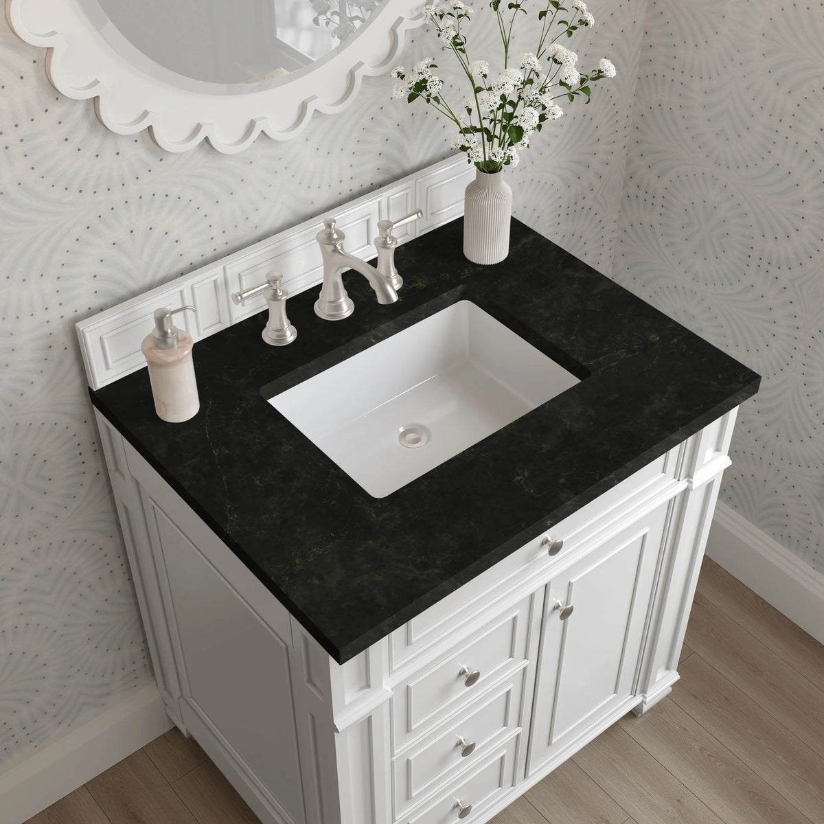 Bristol 30" Single Vanity, Bright White, w/ 3 CM Phantome Eclos Top, view 5