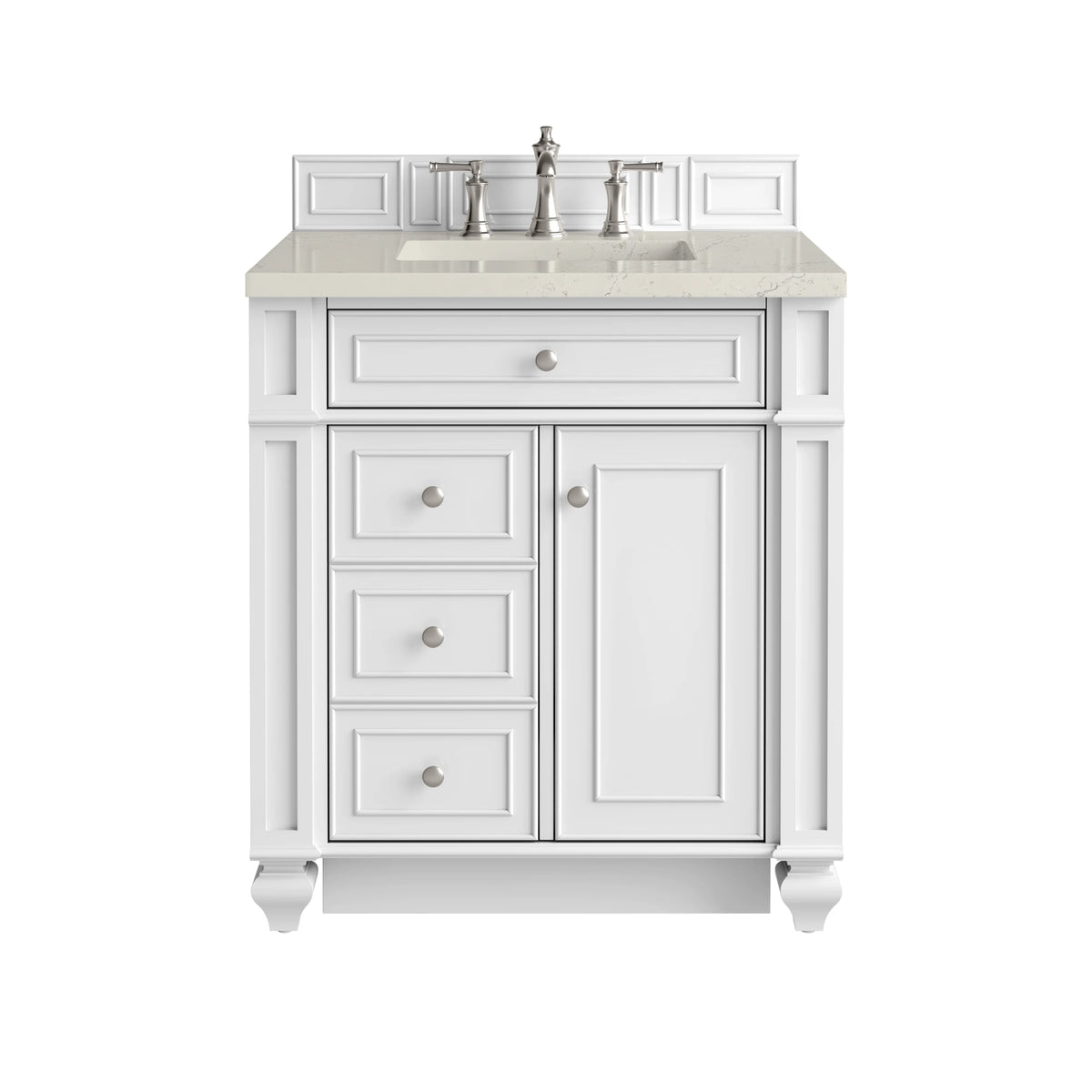 Bristol 30" Single Vanity, Bright White, w/ 3 CM Siberian Silestone Top