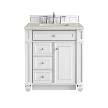 Bristol 30" Single Vanity, Bright White, w/ 3 CM Siberian Silestone Top