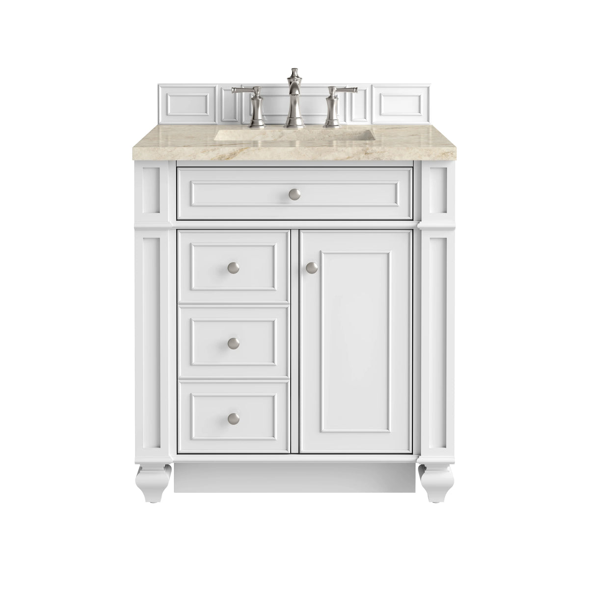 Bristol 30" Single Vanity, Bright White, w/ 3 CM Tajnar Eclos Top