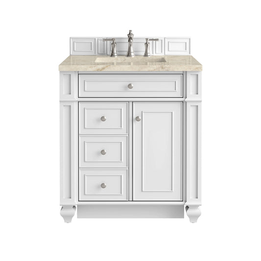 Bristol 30" Single Vanity, Bright White, w/ 3 CM Tajnar Eclos Top