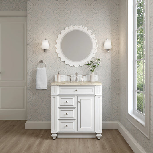 Bristol 30" Single Vanity, Bright White, w/ 3 CM Tajnar Eclos Top, view 2