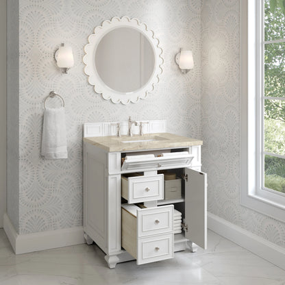 Bristol 30" Single Vanity, Bright White, w/ 3 CM Tajnar Eclos Top, view 4