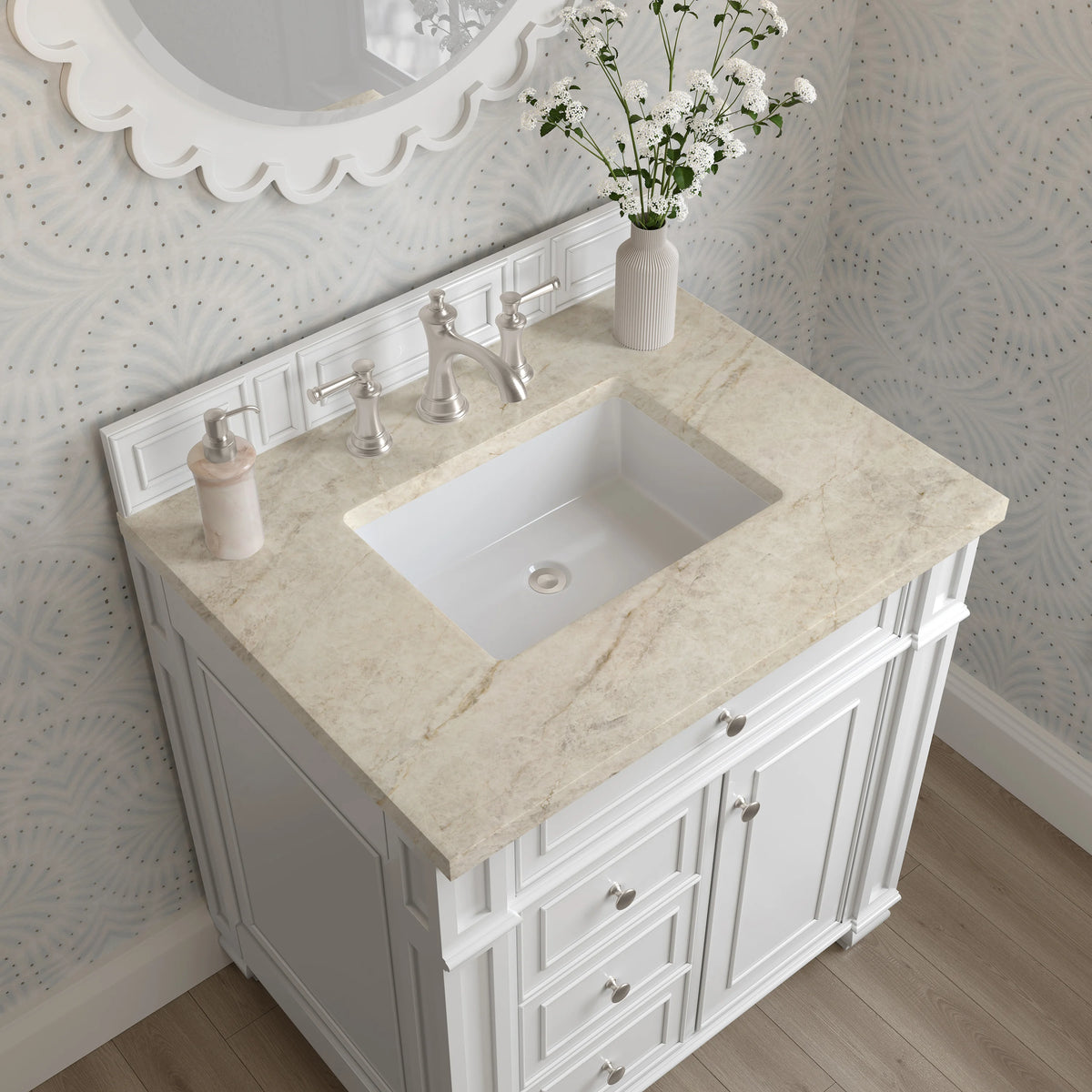 Bristol 30" Single Vanity, Bright White, w/ 3 CM Tajnar Eclos Top, view 5