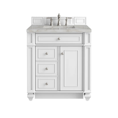 Bristol 30" Single Vanity, Bright White w/ 3 CM Victorian Silver Silestone Top