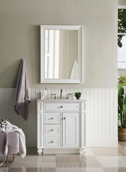 Bristol 30" Single Vanity, Bright White w/ 3 CM White Zeus Silestone Top, view 2
