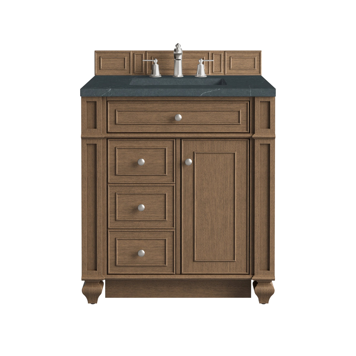 Bristol 30" Single Vanity, Saddle Brown w/ 3 CM Charcoal Soapstone Silestone Top