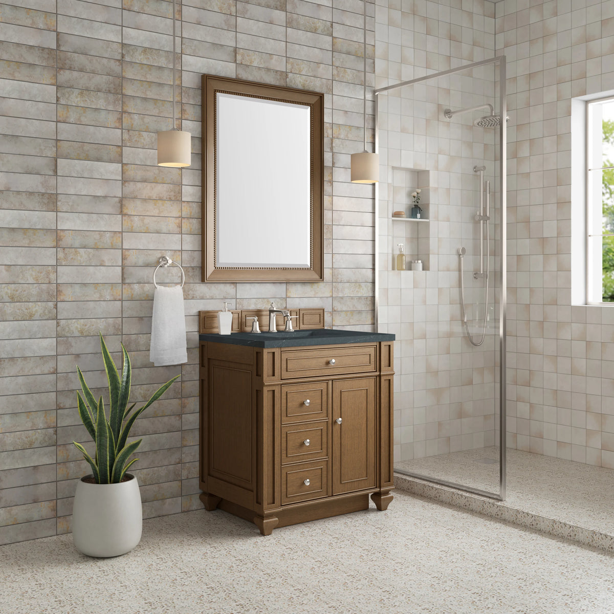 Bristol 30" Single Vanity, Saddle Brown w/ 3 CM Charcoal Soapstone Silestone Top, view 3