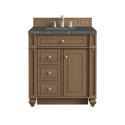 Bristol 30" Single Vanity, Saddle Brown w/ 3 CM Parisien Bleu Silestone Top