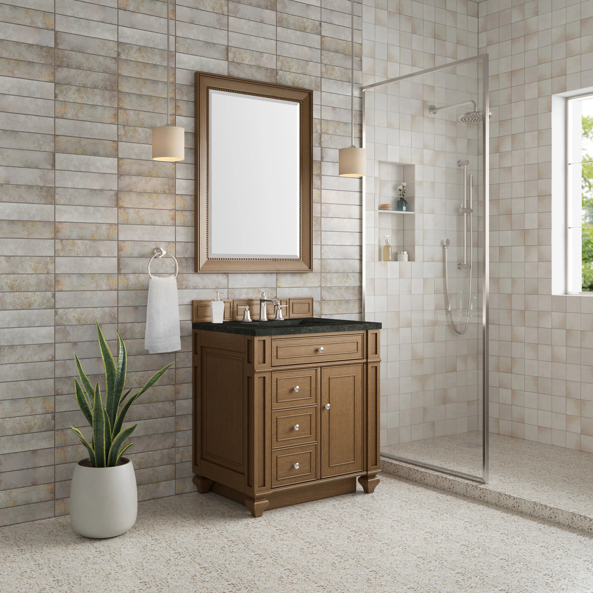 Bristol 30" Single Vanity, Saddle Brown, w/ 3 CM Phantome Eclos Top, view 3